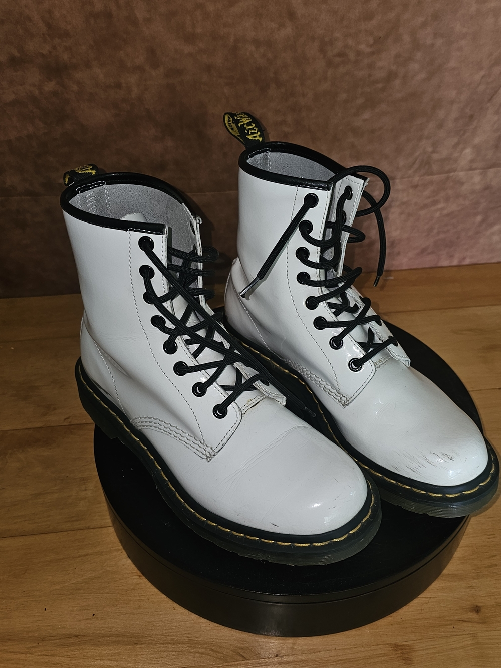 White Combat Lace-Up Boots - Dr. Martens Style